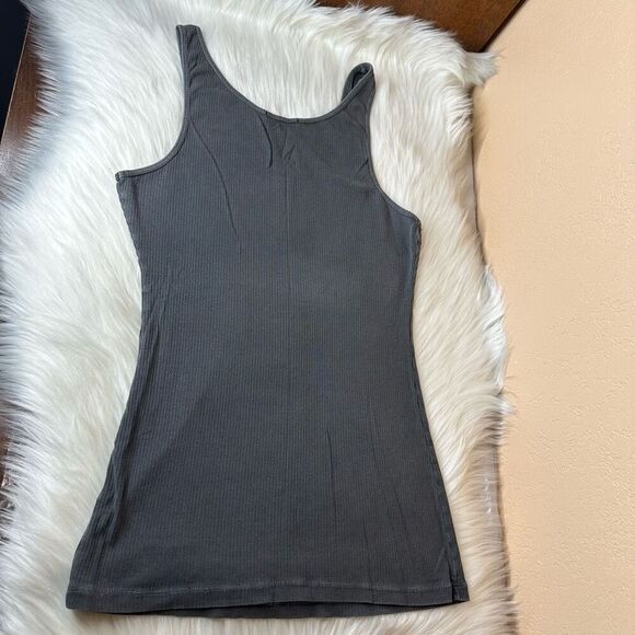 James Perse Ribbed Daily Tank in Carbon Pigment Size 4/XL - Picture 11 of 11